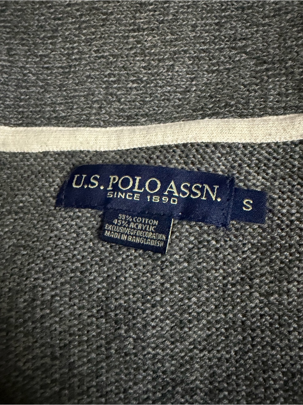 U.S. Polo Assn. Men's Colorblock Shawl Collar Cardigan Sweater Khaki Gray Small - Picture 2 of 13